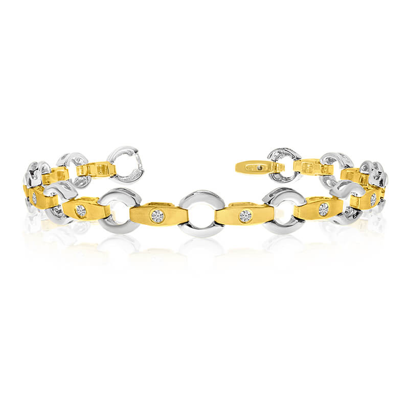 14k Yellow Gold Link and Bar Diamond Bracelet