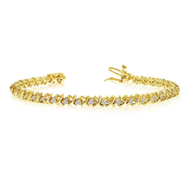 14k Yellow Gold XO Diamond Tennis Bracelet