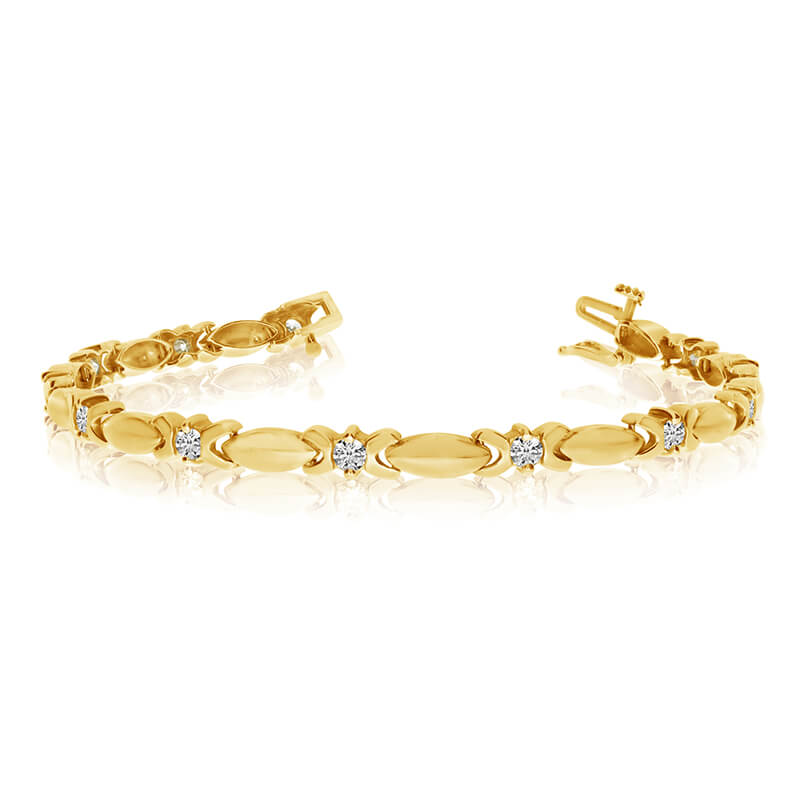 14k Yellow Gold Bar Diamond Tennis Bracelet