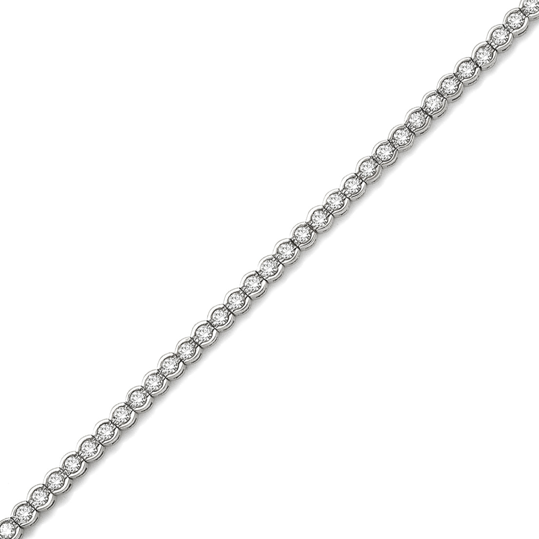 14K solid white gold tennis bracelet with natural round diamonds.  3.00 carat total weight of dia...