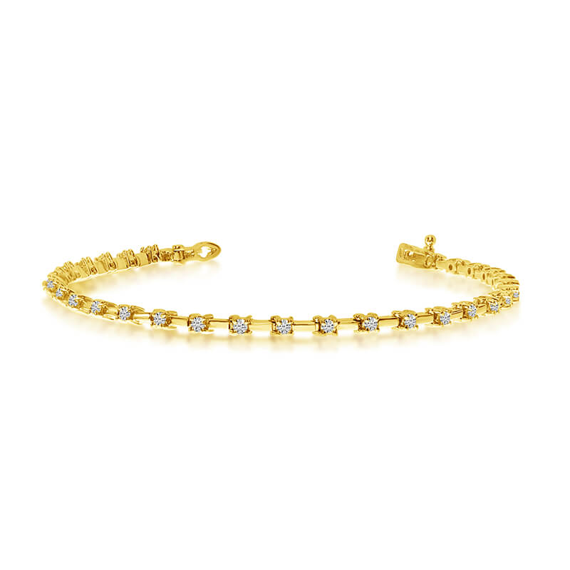 14k Yellow Gold Diamond Petite Bar Tennis Bracelet