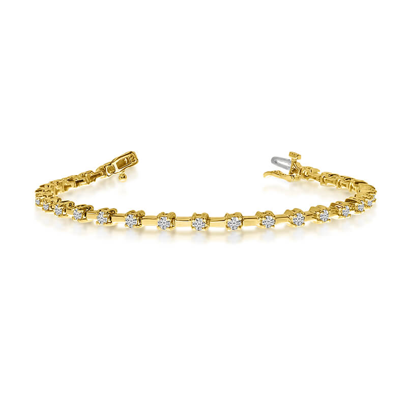 14K Yellow Gold 2 Ct. Diamond Petite Bar Tennis Bracelet