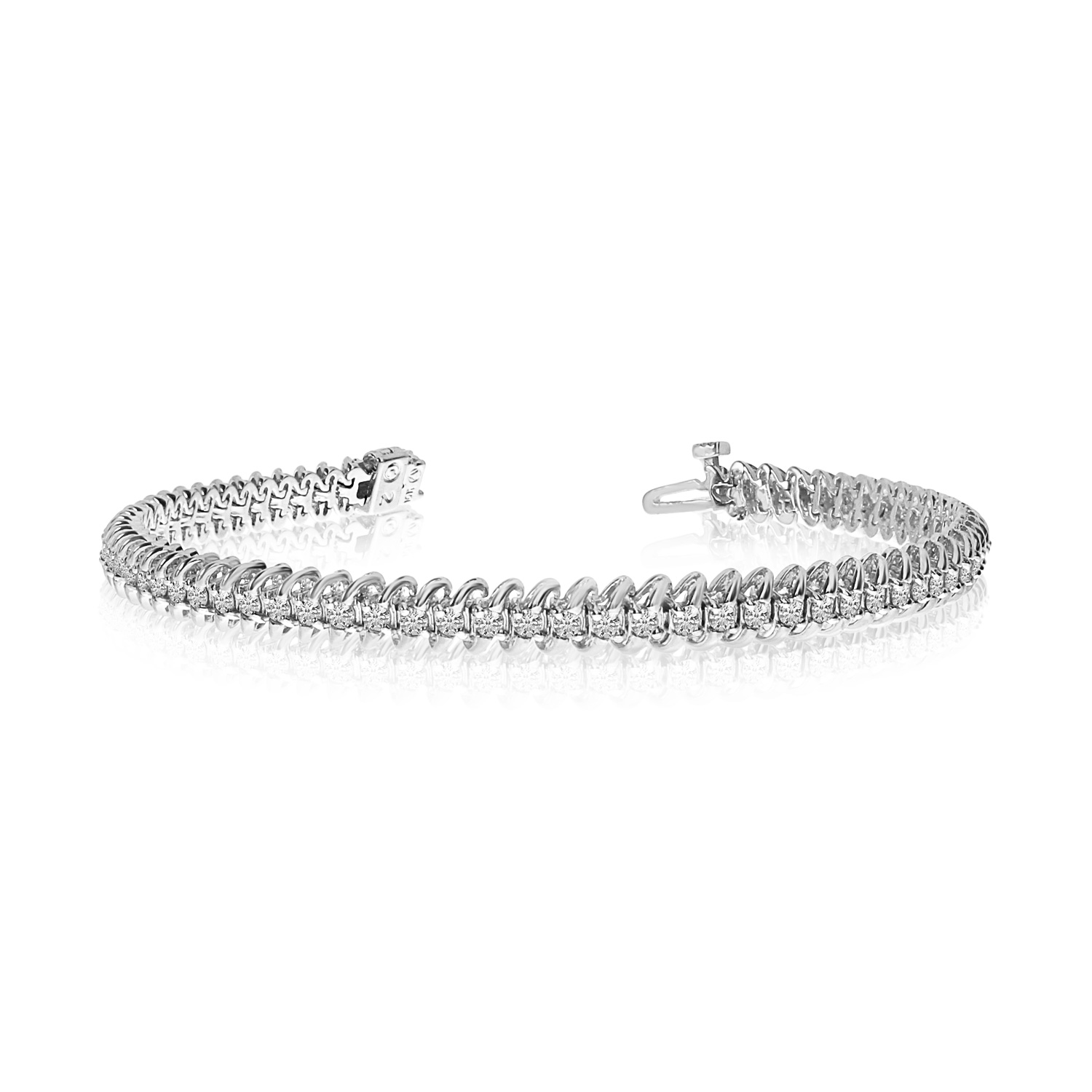 14K solid white gold &#39;&#39;S&#39;&#39; natural diamond bracelet.  1.00 carat total weight of ...