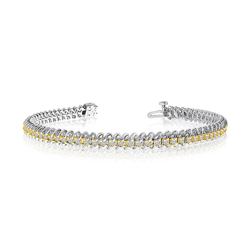 14k White Gold S-Link Diamond Bracelet