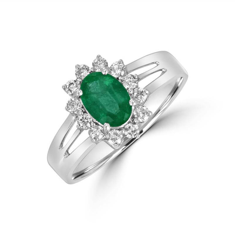 OVAL EMERALD SURR BY DIA RING