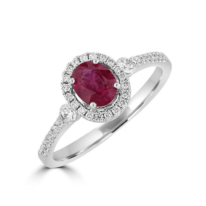4.5X6 OVAL RUBY HALO RING