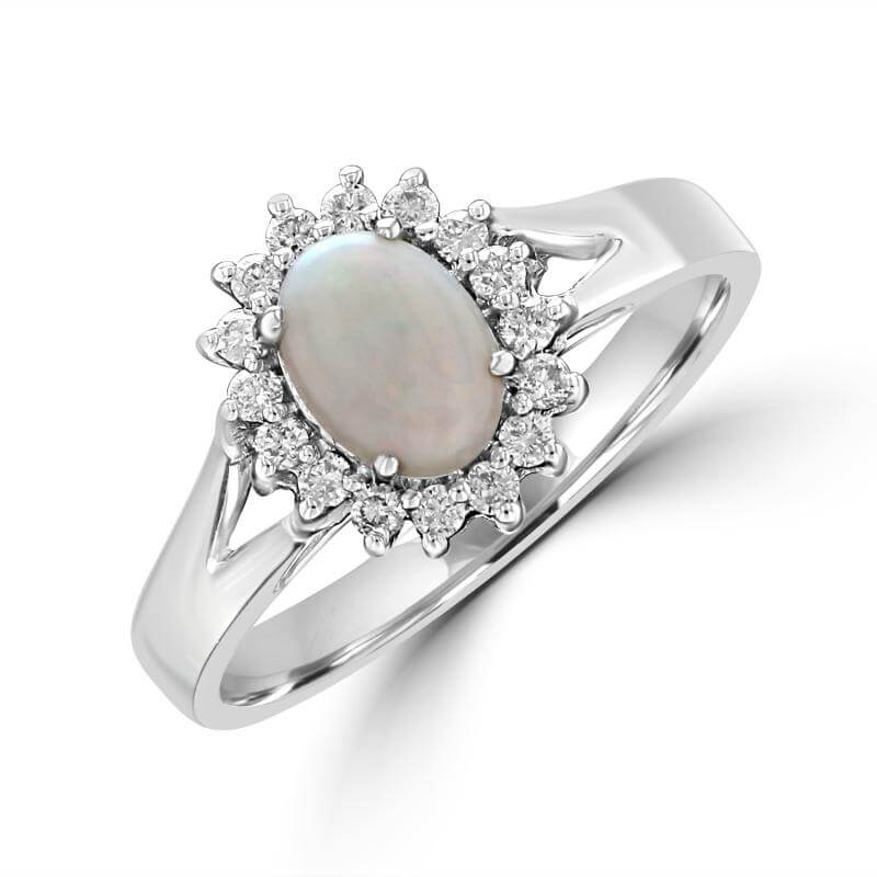 5X7 OVAL OPAL SURROUNDED BY DIAMOND RING