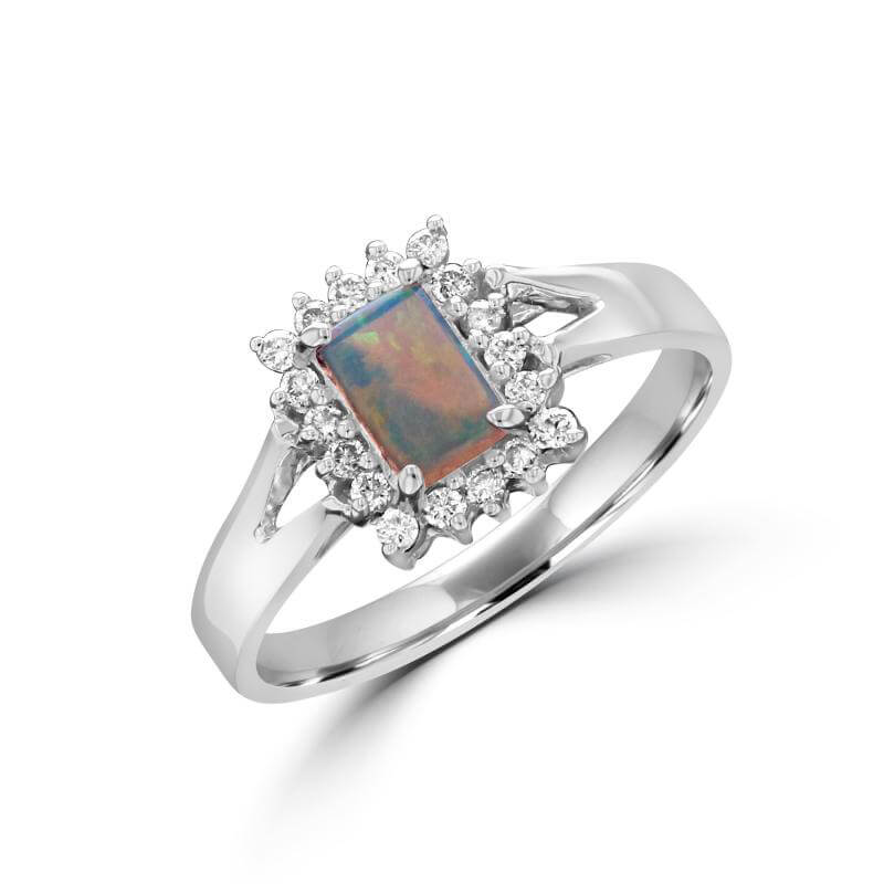 4X6 RECTANGLE OPAL SURROUNDED BY DIAMOND RING