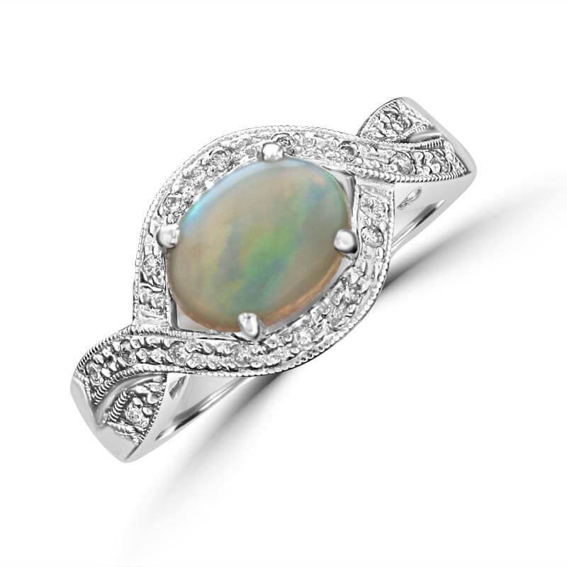 7X9 OVAL OPAL AND DIAMOND RING