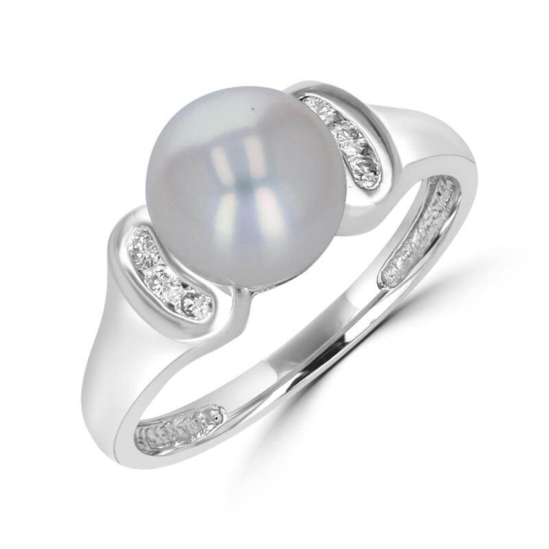 8-8.2MM FRESHWATER PEARL AND DIAMOND RING