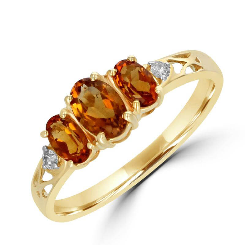 3 OVAL CITRINE AND DIAMOND RING