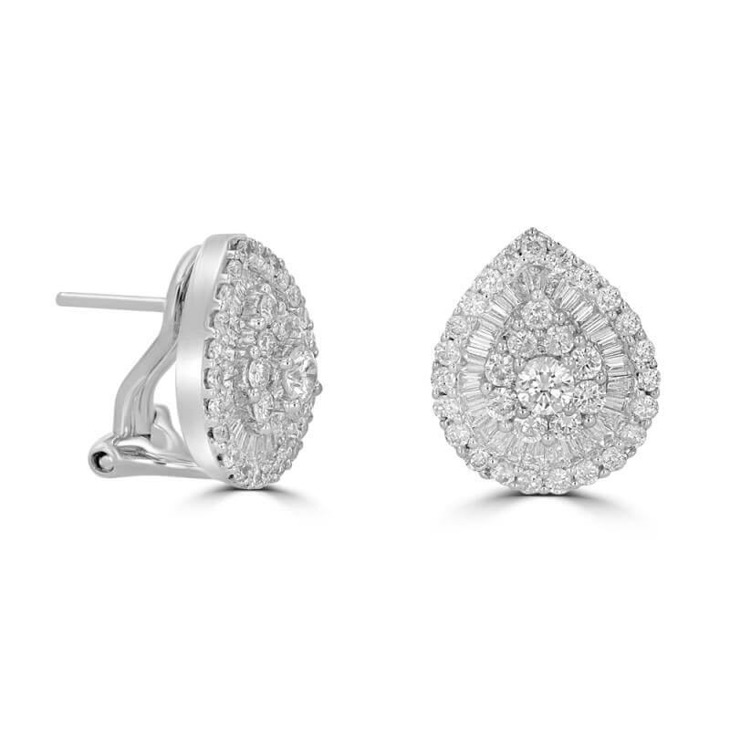 ROUND & BAGUETTE DIAMOND PEAR SHAPE EARRINGS