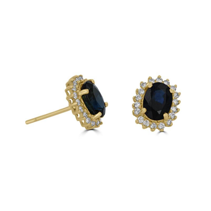 5X7 OVAL SAPPHIRE SURROUNDED BY DIAMONDS EARRINGS