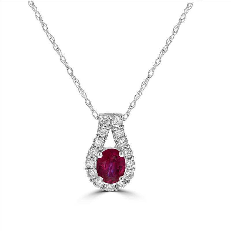 OVAL RUBY SURROUNDED BY DIAMOND PENDANT