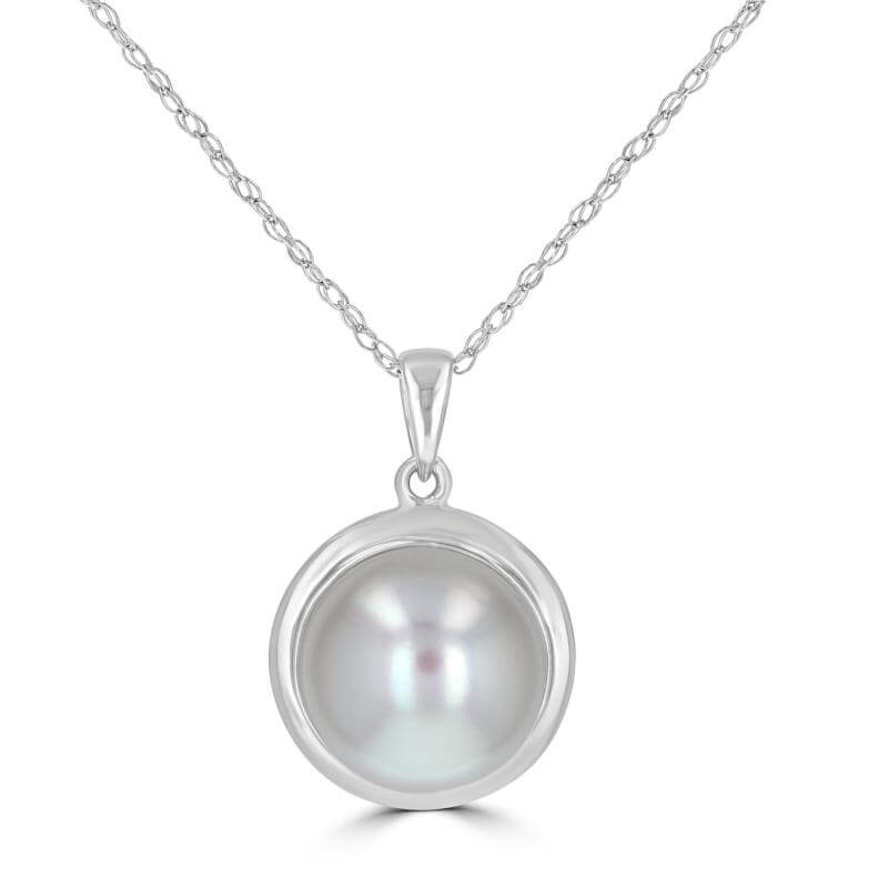 8.5-8.9MM BUTTON FRESHWATER PEARL PLAIN GOLD TRIM PENDANT (CHAIN NOT INCLUDED)