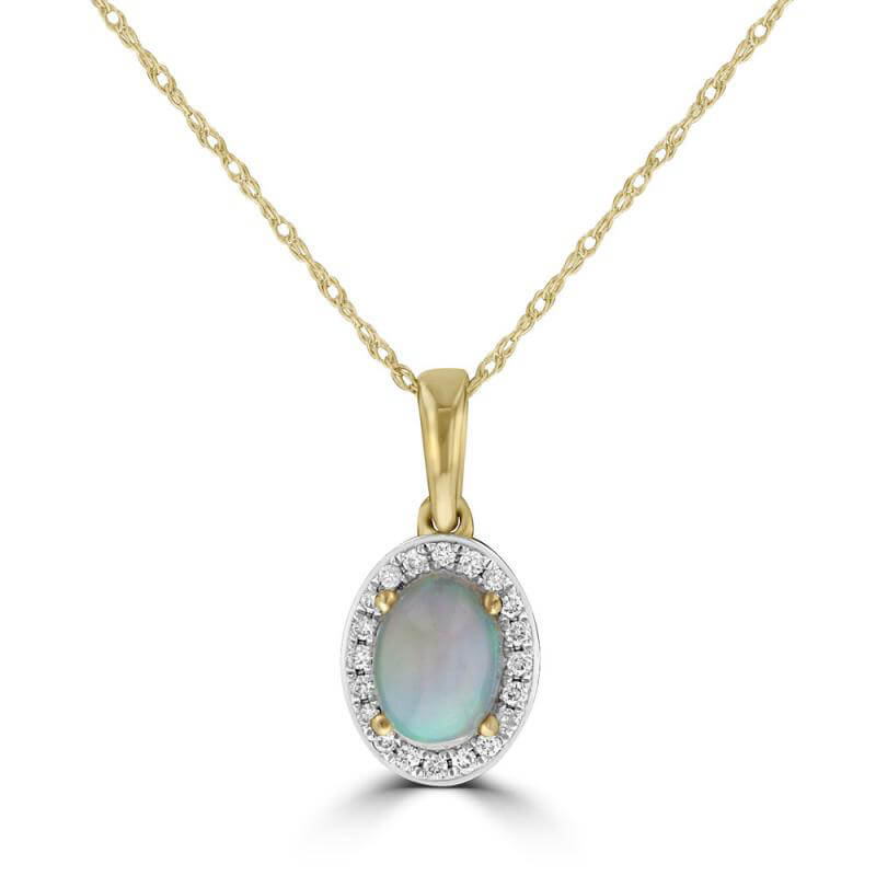 5X7 OVAL OPAL HALO PENDANT (CHAIN NOT INCLUDED)