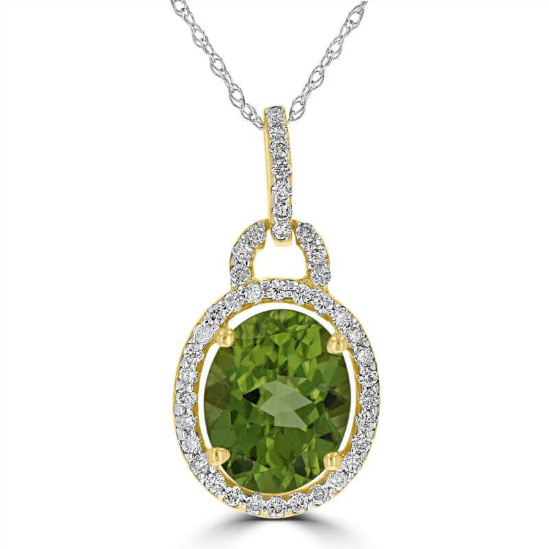 8X10 OVAL PERIDOT HALO PENDANT (CHAIN NOT INCLUDED)