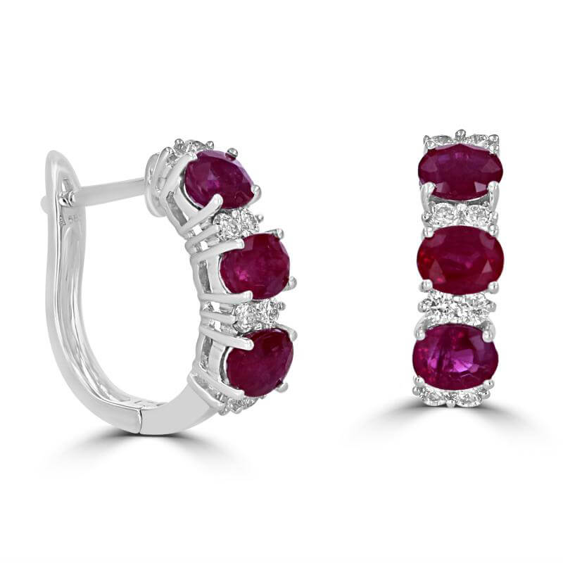 OVAL RUBY AND ROUND DIAMONDS EARRINGS