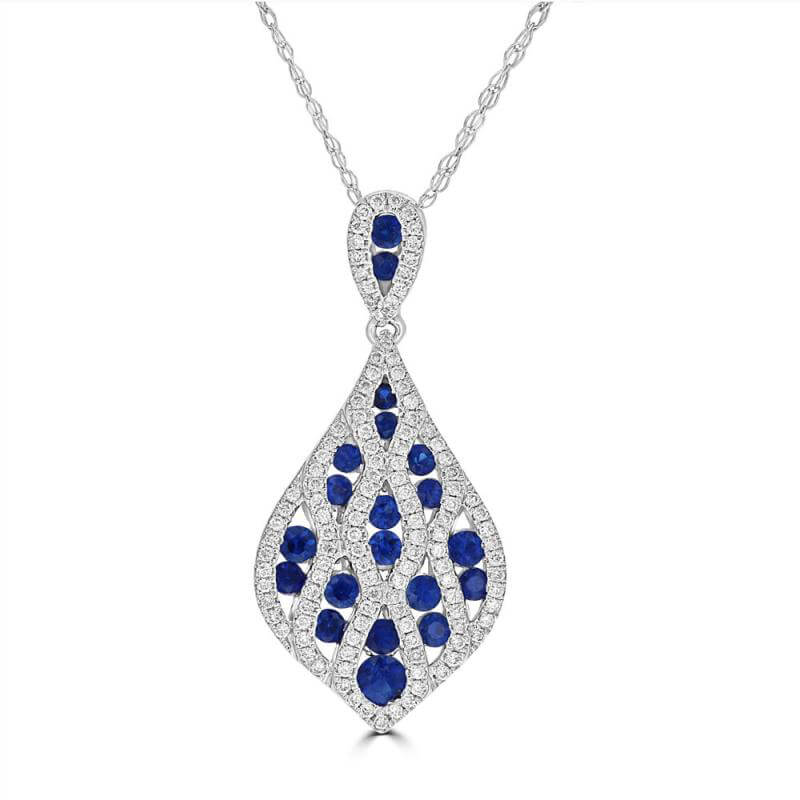 ROUND SAPPHIRE AND ROUND DIAMOND PENDANT (CHAIN NOT INCLUDED)