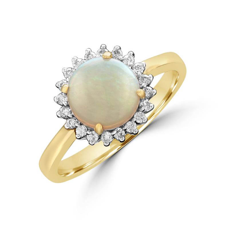 8MM ROUND OPAL HALO RING