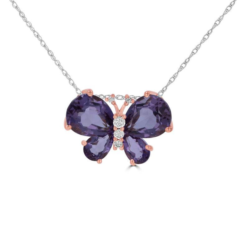 AMETHYST AND DIAMOND BUTTERFLY PENDANT (CHAIN NOT INCLUDED)