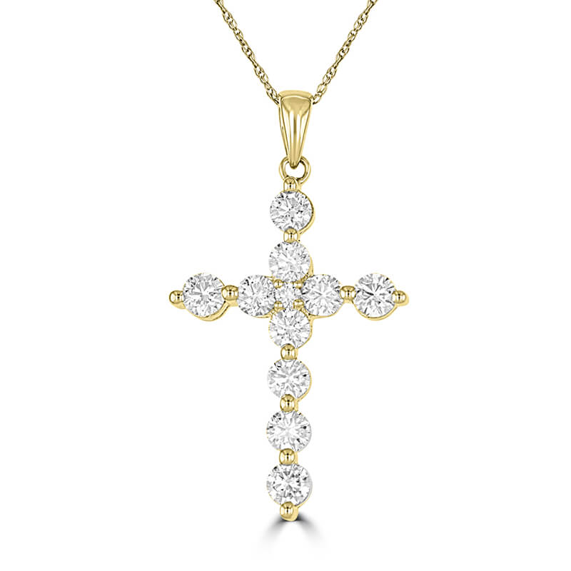 ROUND DIAMOND PRONG CROSS PENDANT (CHAIN NOT INCLUDED)