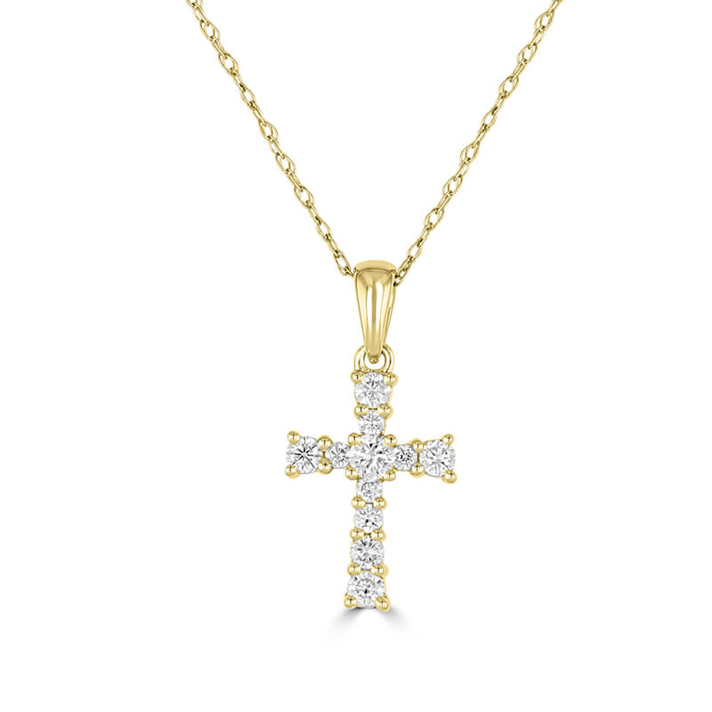 ROUND DIAMOND PRONG CROSS PENDANT (CHAIN NOT INCLUDED)