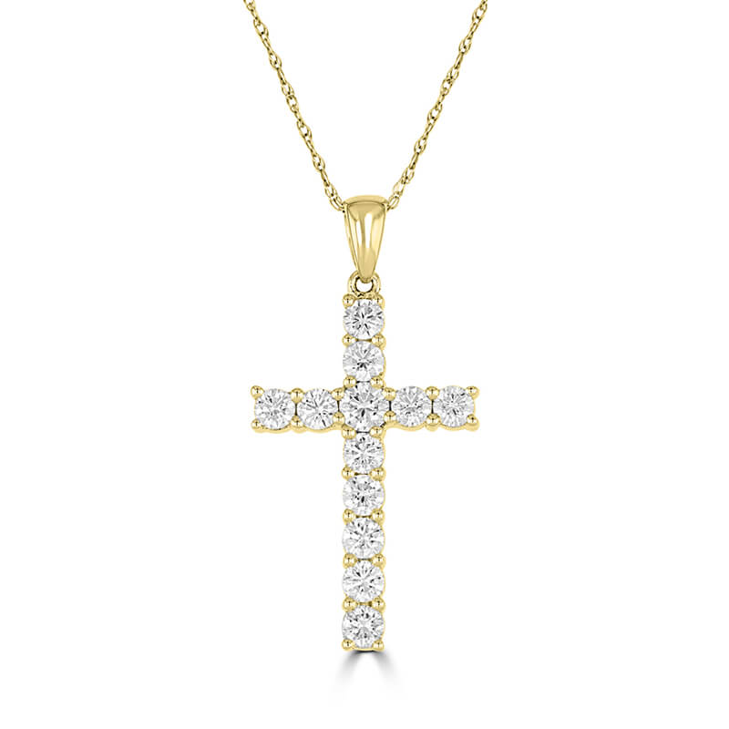 Array ROUND DIAMOND PRONG CROSS PENDANT (CHAIN NOT INCLUDED)