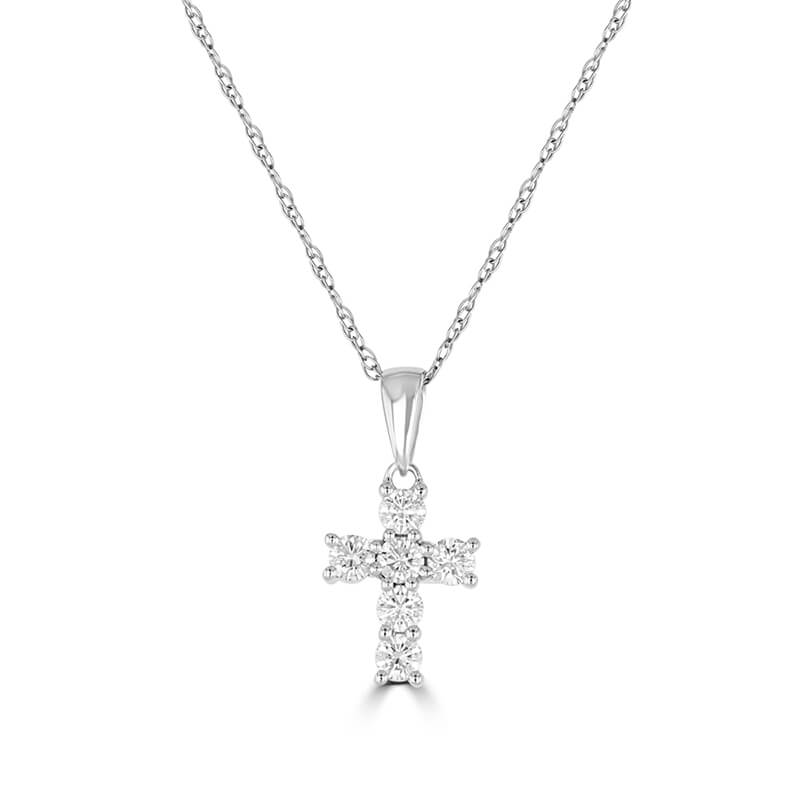 SIX ROUND DIAMOND PRONG SET CROSS PENDANT (CHAIN NOT INCLUDED)