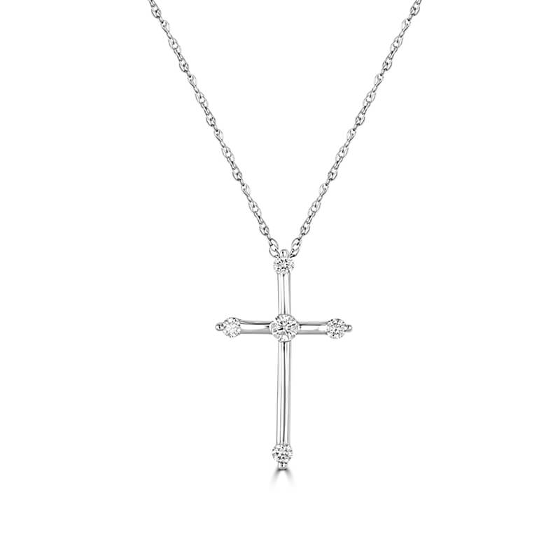 FIVE ROUND DIAMOND CROSS PENDANT (CHAIN NOT INCLUDED)