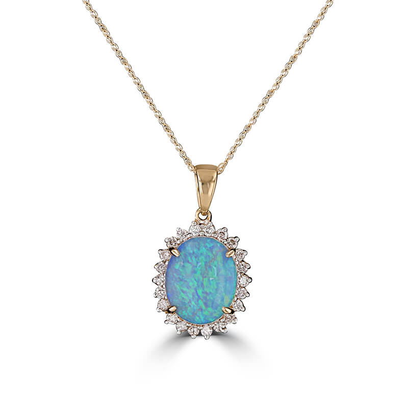 9X11 OVAL OPAL HALO PENDANT (CHAIN NOT INCLUDED)