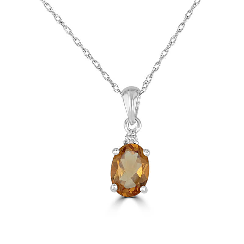 5X7 OVAL CITRINE AND ONE DIAMOND ON TOP PENDANT (CHAIN NOT INCLUDED)