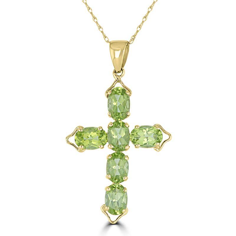 OVAL PERIDOT CROSS PENDANT (CHAIN NOT INCLUDED)