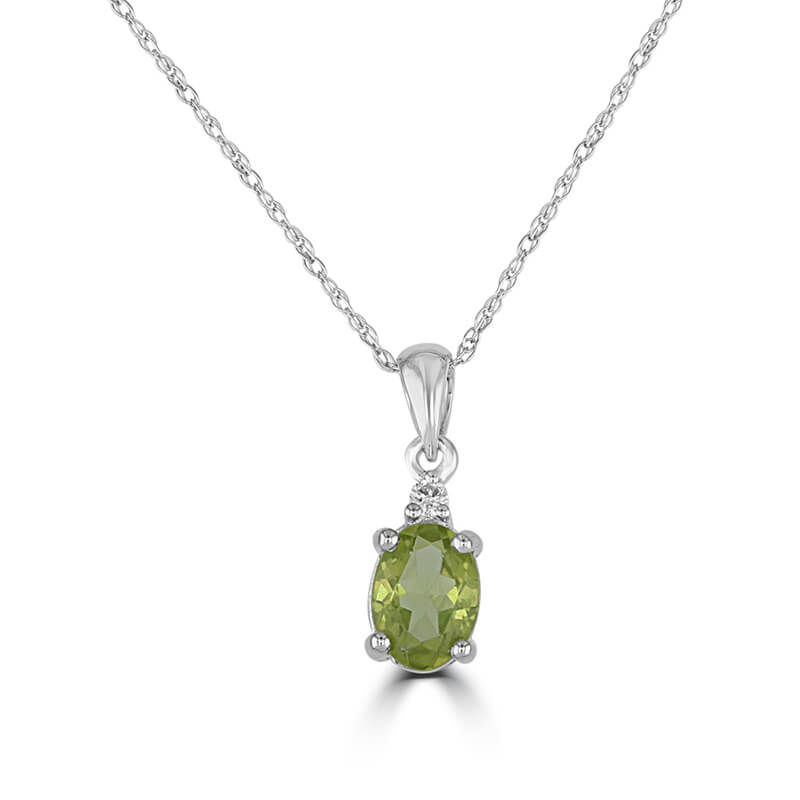 5X7 OVAL PERIDOT AND ONE DIAMOND ON TOP PENDANT (CHAIN NOT INCLUDED)