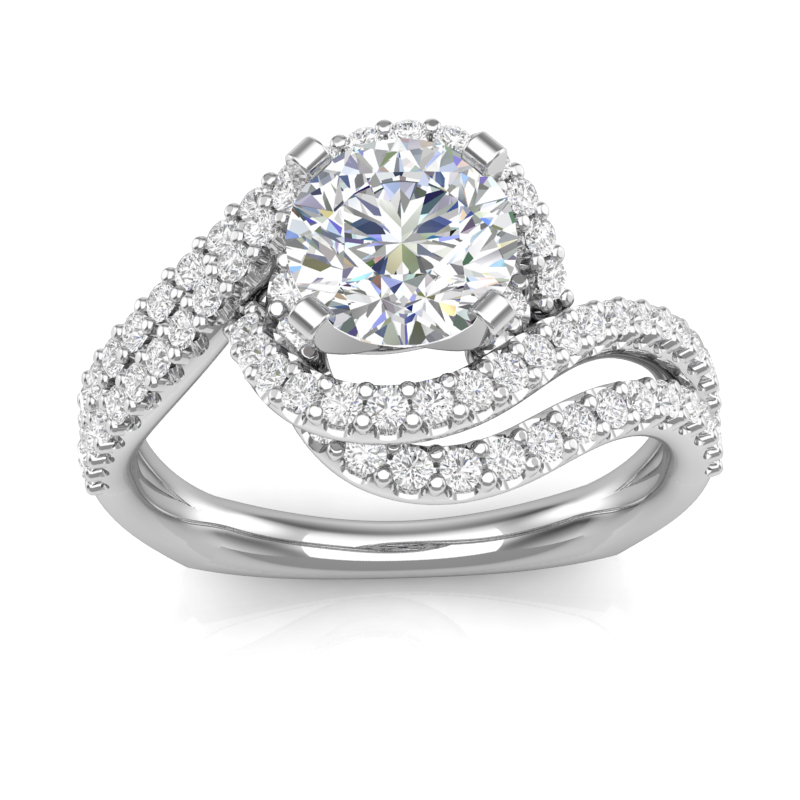 Double Swirl Halo Diamond Engagement Ring. Mountings and engagement rings are often priced without the center stone. Contact us to find out more about this style and what options you have for diamonds and/or stones.