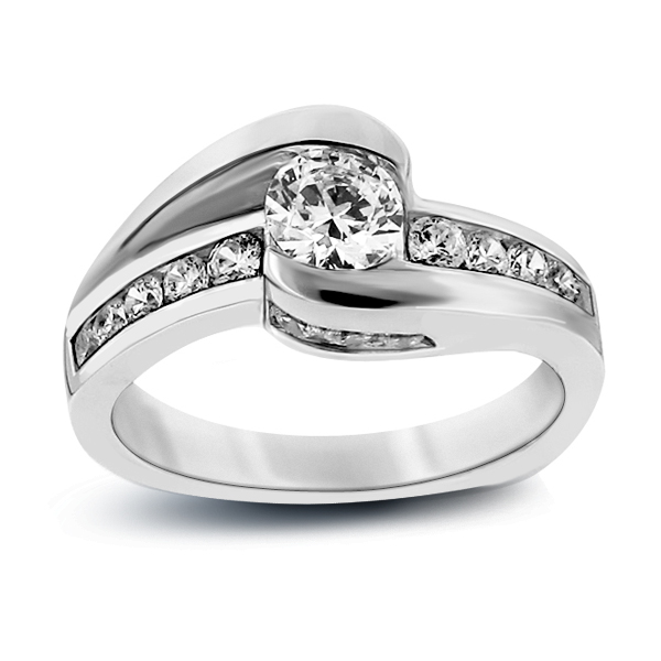 Floating Diamond Engagement Ring. Mountings and engagement rings are often priced without the center stone. Contact us to find out more about this style and what options you have for diamonds and/or stones.