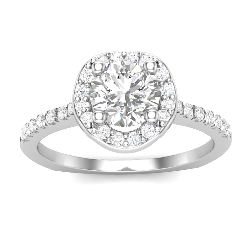 Wave Halo Engagement Ring. Mountings and engagement rings are often priced without the center stone. Contact us to find out more about this style and what options you have for diamonds and/or stones.