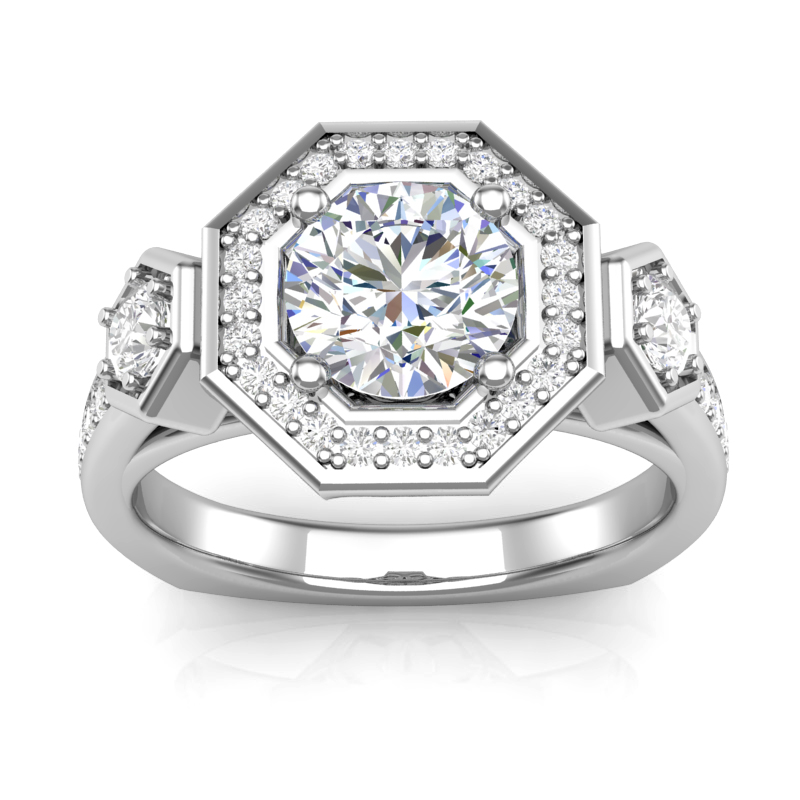 Halo Engagement Ring. Mountings and engagement rings are often priced without the center stone. Contact us to find out more about this style and what options you have for diamonds and/or stones.
