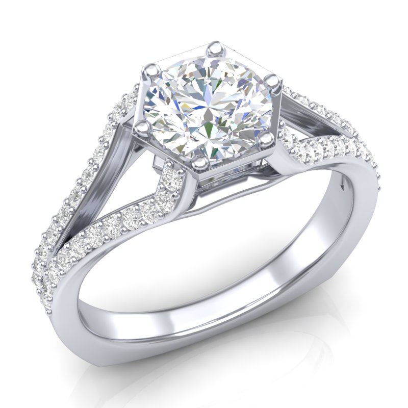 Split Shank Diamond Engagement Ring. Mountings and engagement rings are often priced without the center stone. Contact us to find out more about this style and what options you have for diamonds and/or stones.