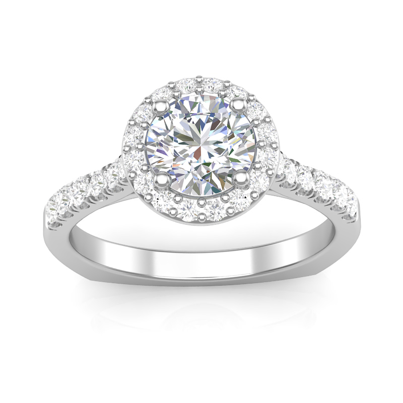 Round Halo Engagement Ring. Mountings and engagement rings are often priced without the center stone. Contact us to find out more about this style and what options you have for diamonds and/or stones.