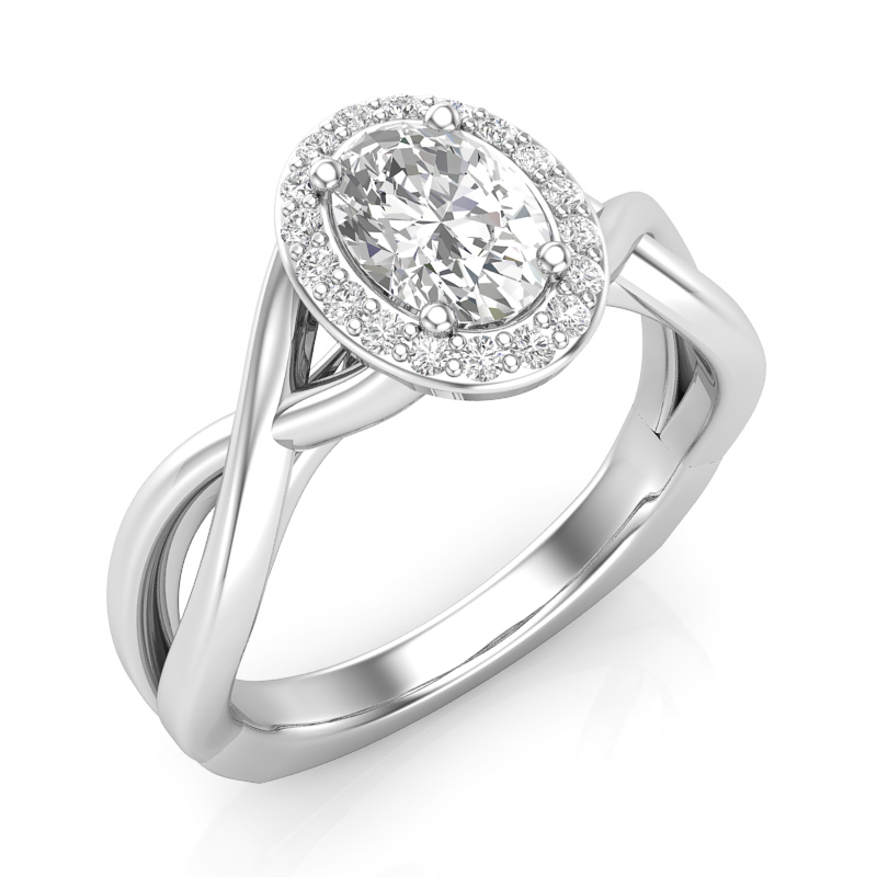 Oval Halo Engagement Ring. Mountings and engagement rings are often priced without the center stone. Contact us to find out more about this style and what options you have for diamonds and/or stones.