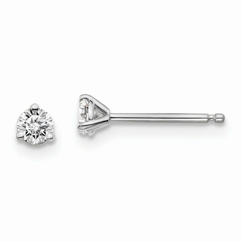 14kw 1/5ctw Certified SI1/SI2; G H I; Lab Grown Diamond 3 Prong Earring