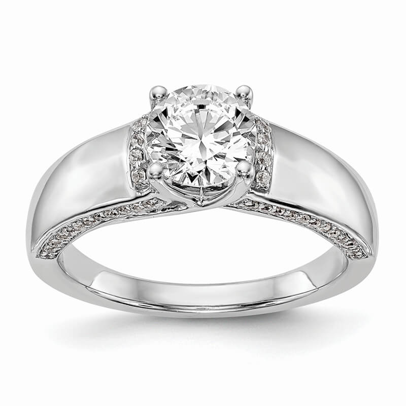 14kw Round Solitaire Diamond Semi-mount Engagement Ring