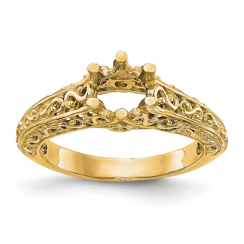 14k Yellow Gold Round Solitaire Engagement Ring Mounting. Mountings and engagement rings are often priced without the center stone. Contact us to find out more about this style and what options you have for diamonds and/or stones.