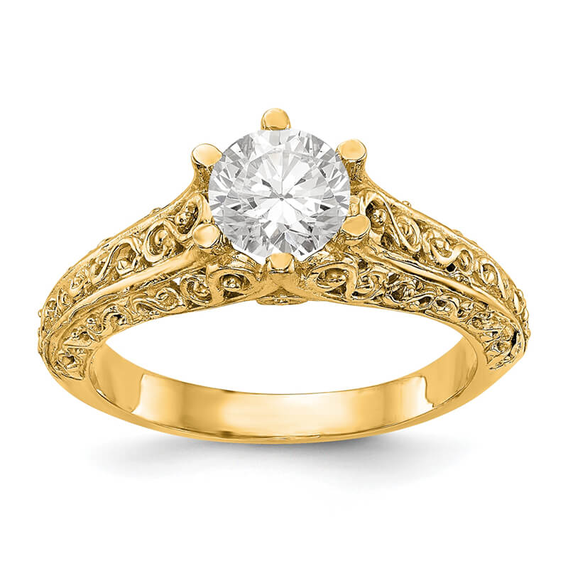 14k Yellow Gold Round Solitaire Engagement Ring Mounting. Mountings and engagement rings are often priced without the center stone. Contact us to find out more about this style and what options you have for diamonds and/or stones.