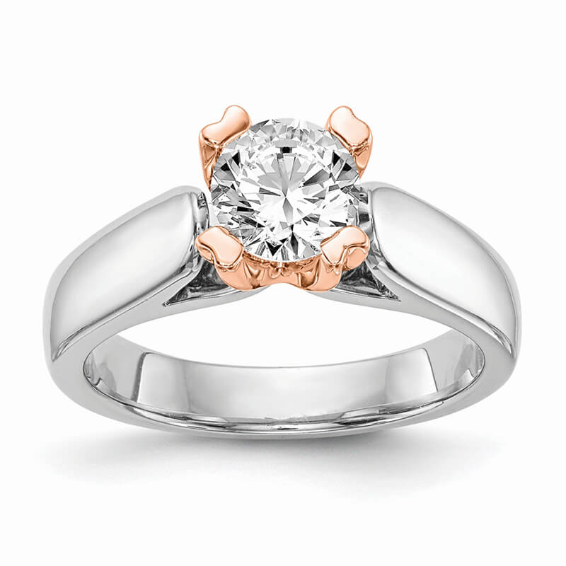 14k Two-tone Round Solitaire Engagement Ring Mounting. Mountings and engagement rings are often priced without the center stone. Contact us to find out more about this style and what options you have for diamonds and/or stones.