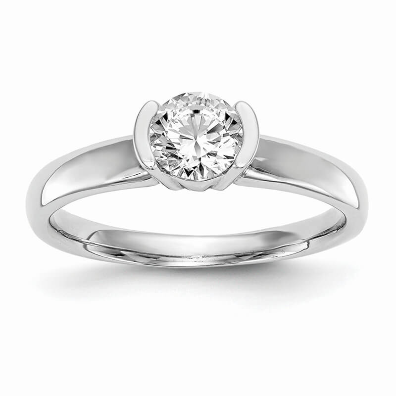 14kw Round Bezel Solitaire Engagement Ring Mounting. Mountings and engagement rings are often priced without the center stone. Contact us to find out more about this style and what options you have for diamonds and/or stones.