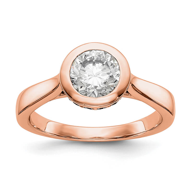 14k Rose Round Bezel Set Solitaire Diamond Semi-mount Eng Ring