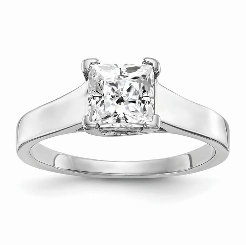 14k White Gold Square Solitaire Engagement Ring Mounting. Mountings and engagement rings are often priced without the center stone. Contact us to find out more about this style and what options you have for diamonds and/or stones.