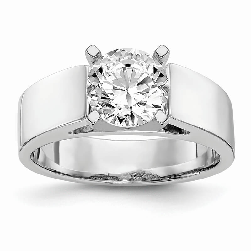 Platinum Peg Set Solitaire Engagement Ring Mounting. Mountings and engagement rings are often priced without the center stone. Contact us to find out more about this style and what options you have for diamonds and/or stones.